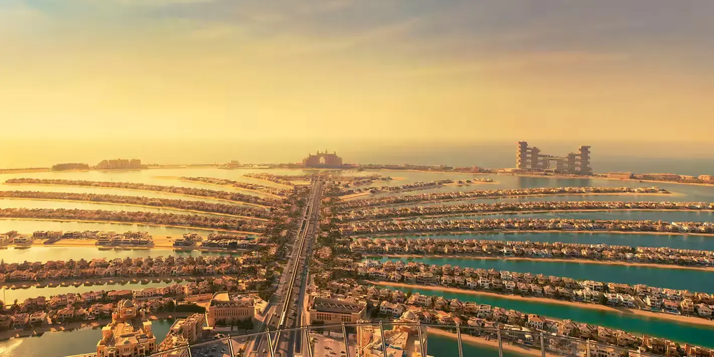 Aerial view of Dubai's Palm Jumeirah coastline